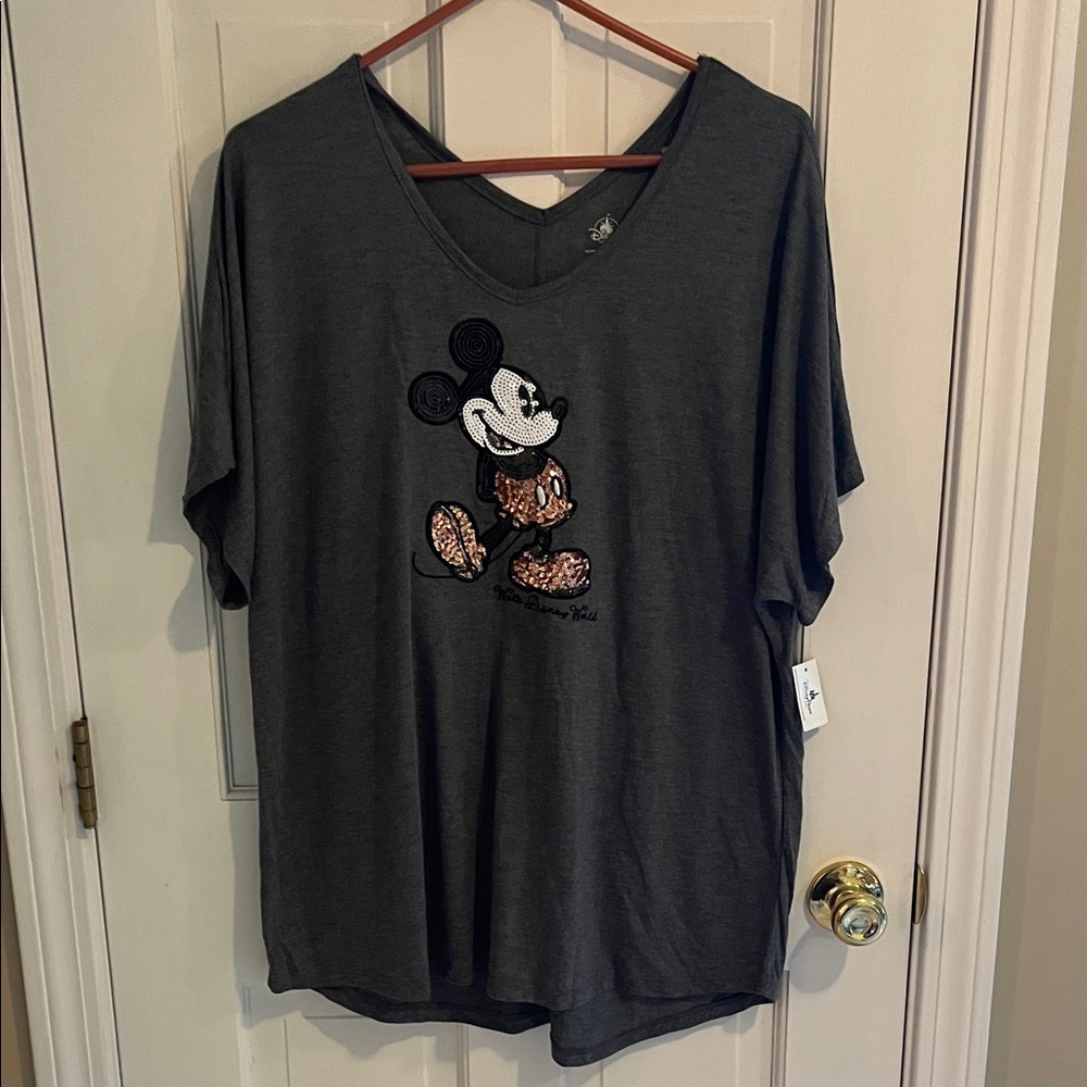 Gray Mickey Mouse Women's Top xl brand new straight from the park!!!